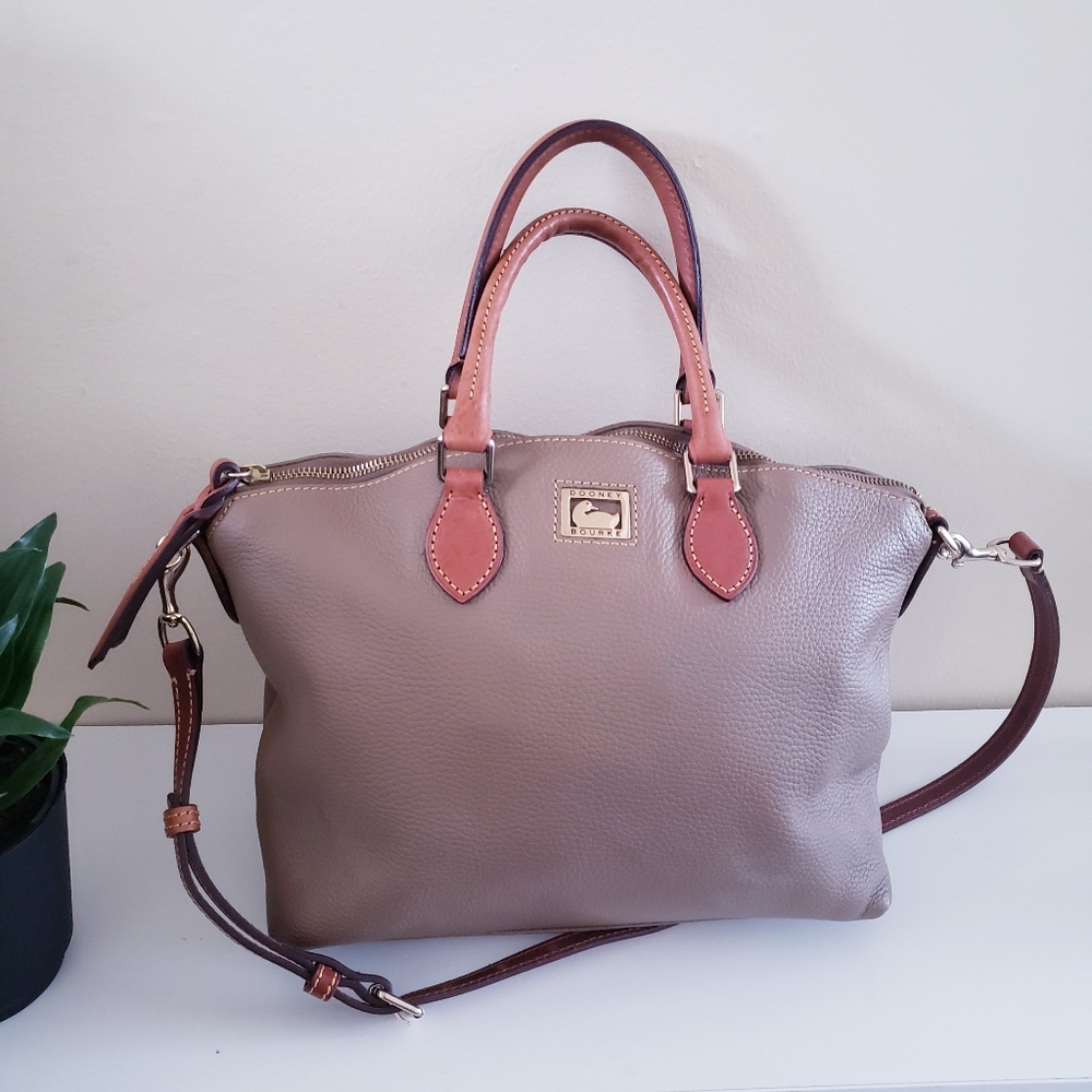 Dooney & Bourke Pebble Grain Leather Satchel In Camel - O/S